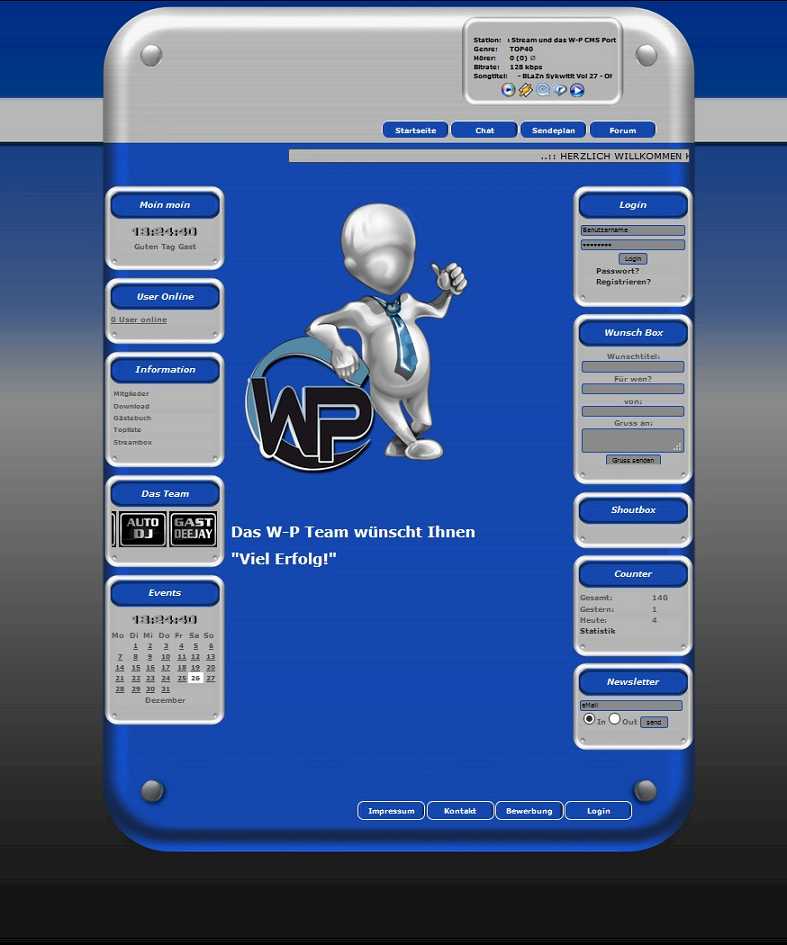 W-P Blaue Seite, Universel-Template für das CMS Portal V2