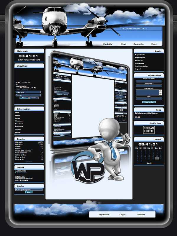 W-P Flugzeug, Fun-Template für das CMS Portal V2