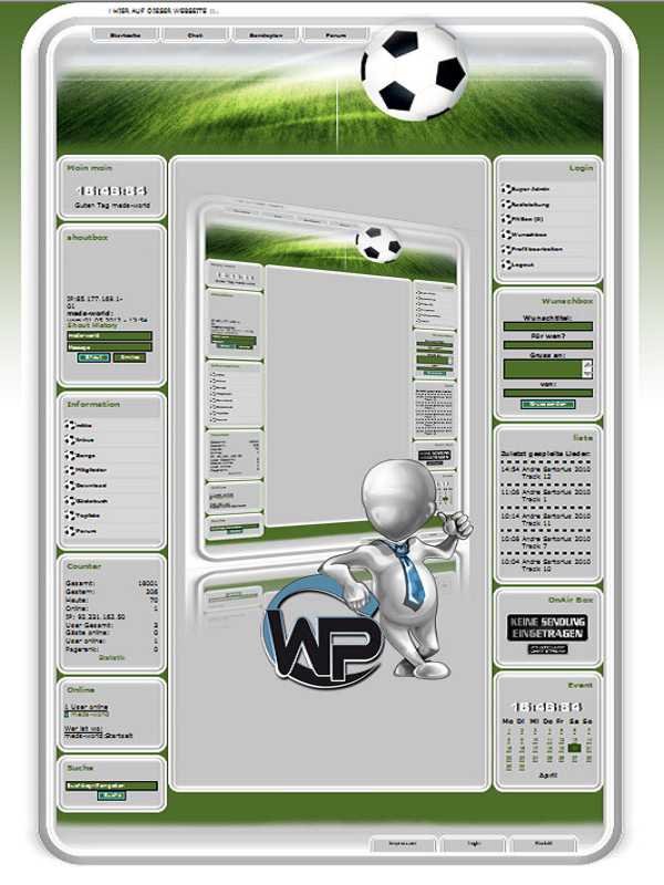 W-P Fussball, Sport-Template für das CMS Portal V2